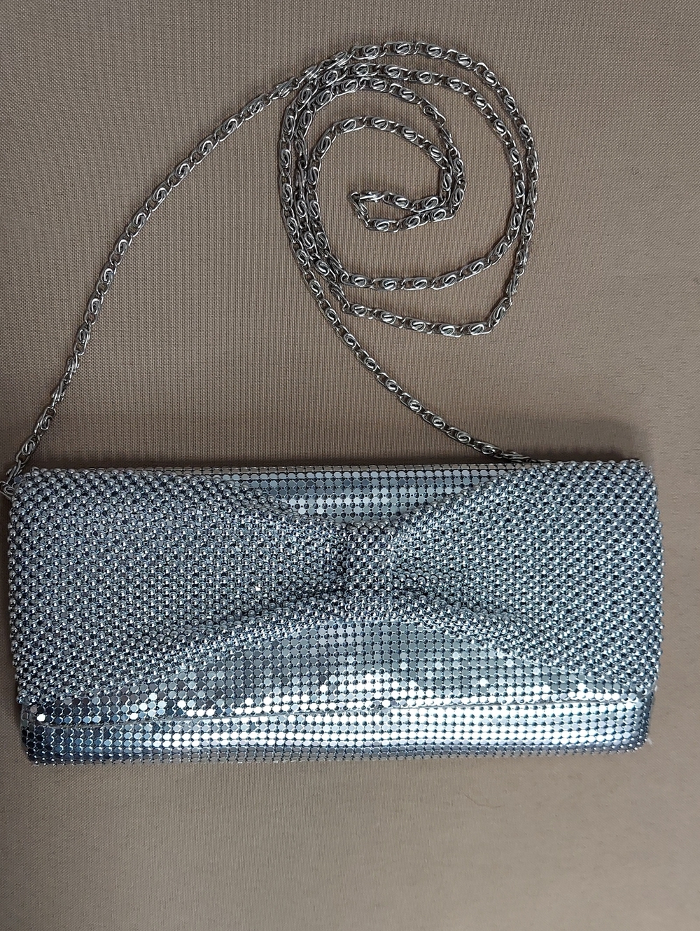 Gunne Sax Bag, Silver Metal Chainmail Clutch, Shoulderbag